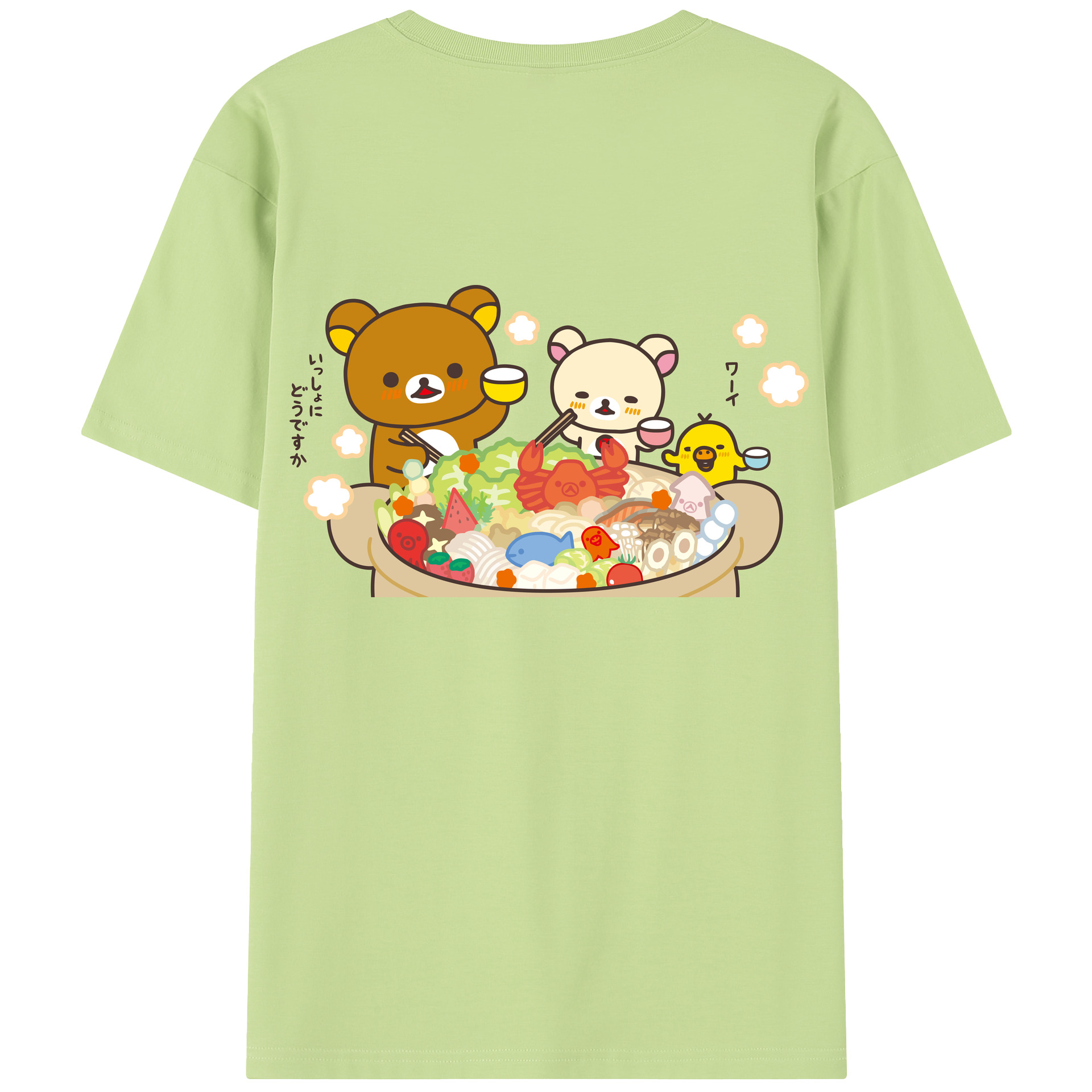 （画像用） リラックマ リラックマ キイロイトリ Rilakkuma Korilakkuma Kiiroitori 綿100％半袖Tシャツ（背面プリント）